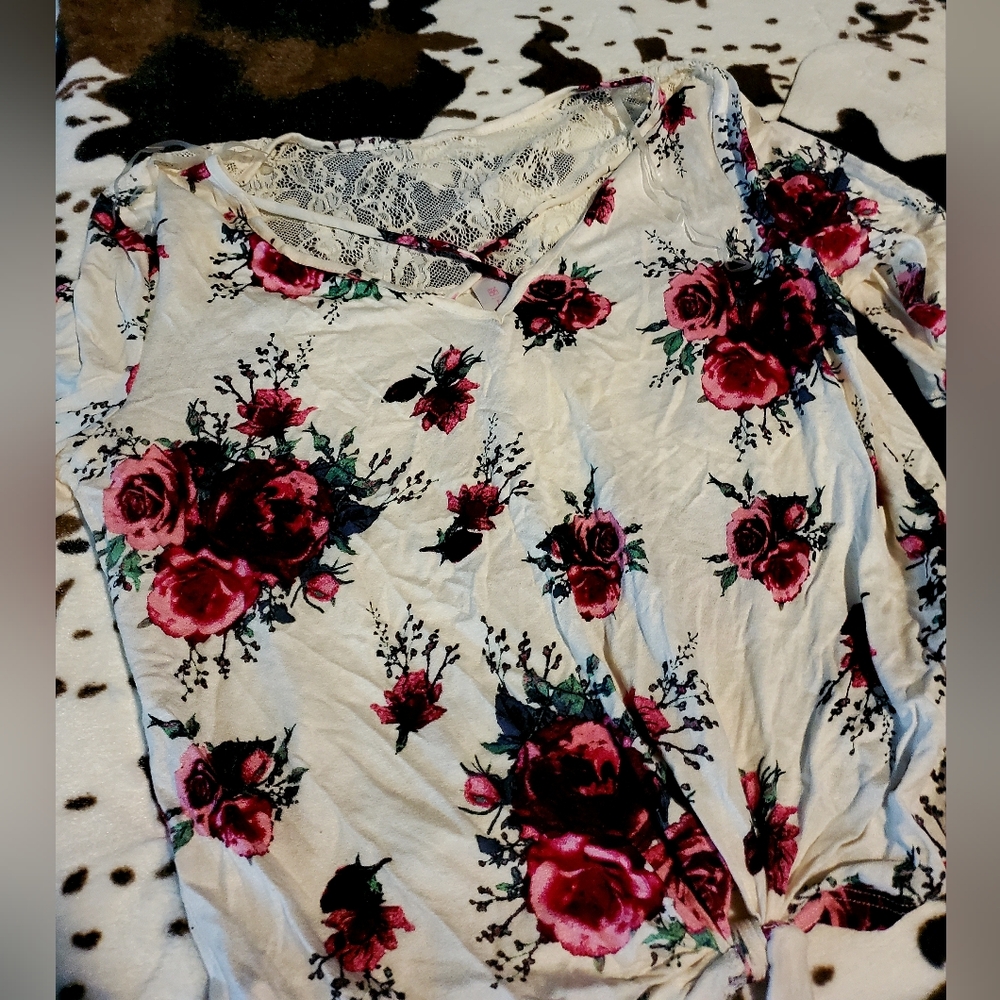 No Boundaries Floral Lace Blouse - Pink and Cream